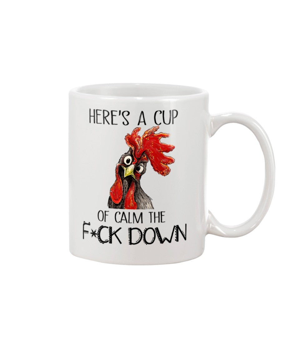 Funny Coffee Mug | Chicken Calm The Fk Down | Funny Badass Quotes Drinkware Gift