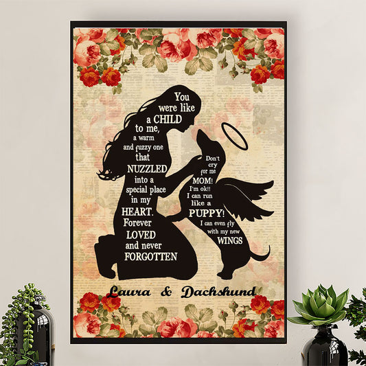 Dachsund Dog Poster Prints | Dog Memorial | Wall Art Gift for Dachshund Puppies Lover