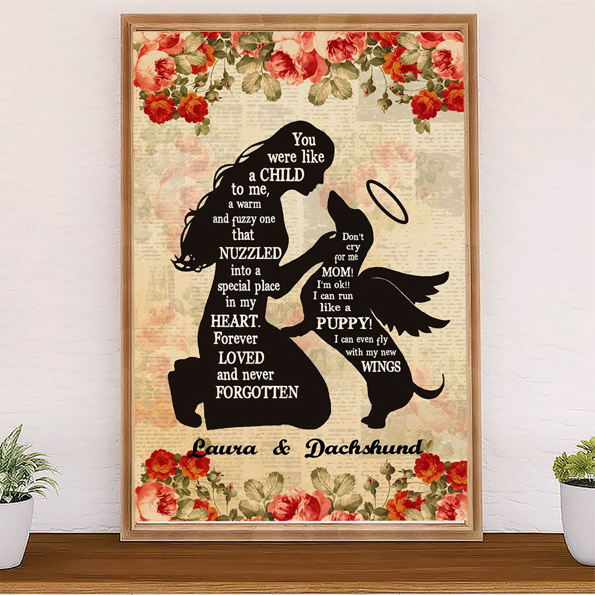 Dachsund Dog Poster Prints | Dog Memorial | Wall Art Gift for Dachshund Puppies Lover
