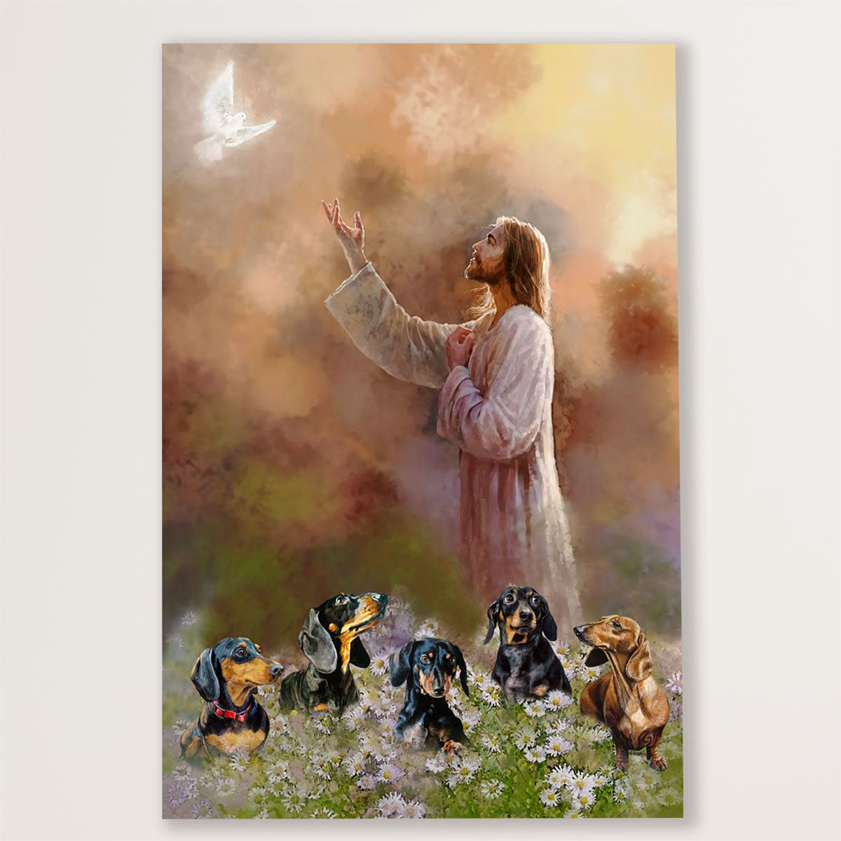 Dachsund Dog Poster Prints | Jesus & Dog | Wall Art Gift for Dachshund Puppies Lover
