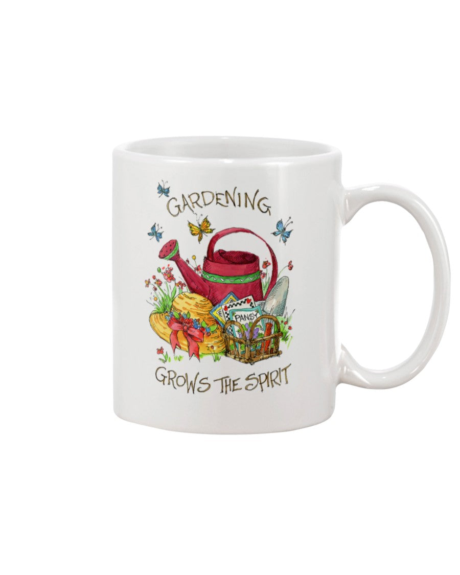 Gardening Coffee Mug | Butterflies Gardening Grow The Spirit | Drinkware Gift for Gardener, Plants Lover