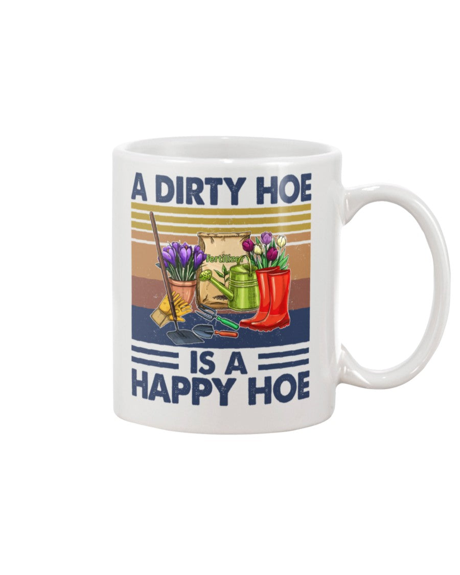 Gardening Coffee Mug | Dirty Hoe Is A Happy Hoe | Drinkware Gift for Gardener, Plants Lover