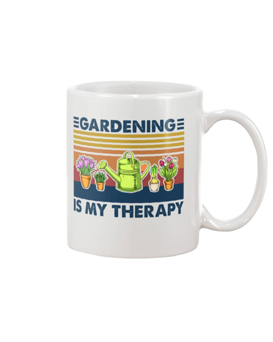 Gardening Coffee Mug | Gardening Is My Therapy | Drinkware Gift for Gardener, Plants Lover