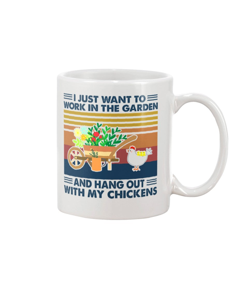 Gardening Coffee Mug | Work In The Garden & Hang Out With Chicken | Drinkware Gift for Gardener, Plants Lover