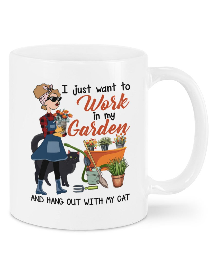Gardening Coffee Mug | Woman Works With Garden | Drinkware Gift for Gardener, Plants Lover