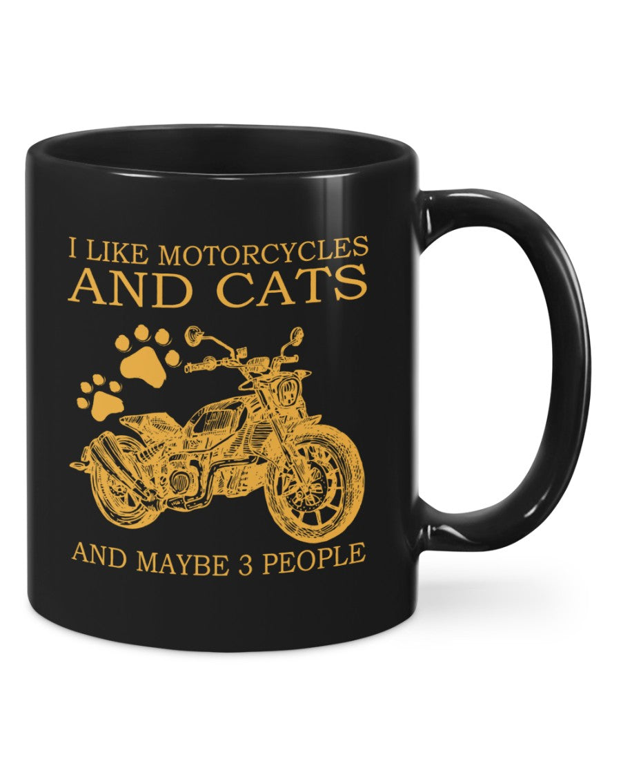 Motorcycle Coffee Mug | I Like Motorcycles & Cats | Drinkware Gift for Men Women Biker, Motorcyclist