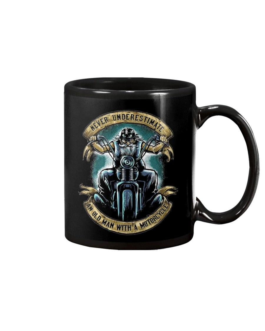 Motorcycle Coffee Mug | Old Man With A Motorcycle | Drinkware Gift for Men Women Biker, Motorcyclist