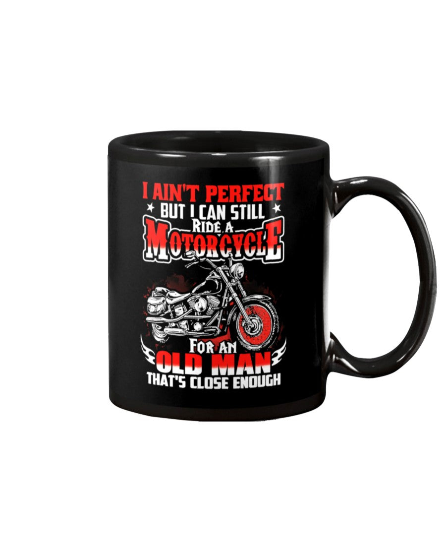 Motorcycle Coffee Mug | Old Man With A Motorcycle | Drinkware Gift for Men Women Biker, Motorcyclist