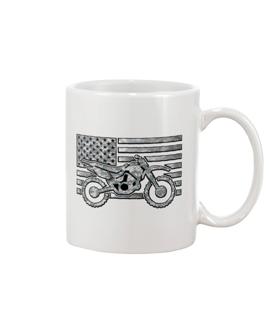 Motorcycle Coffee Mug | American Flag | Drinkware Gift for Men Women Biker, Motorcyclist