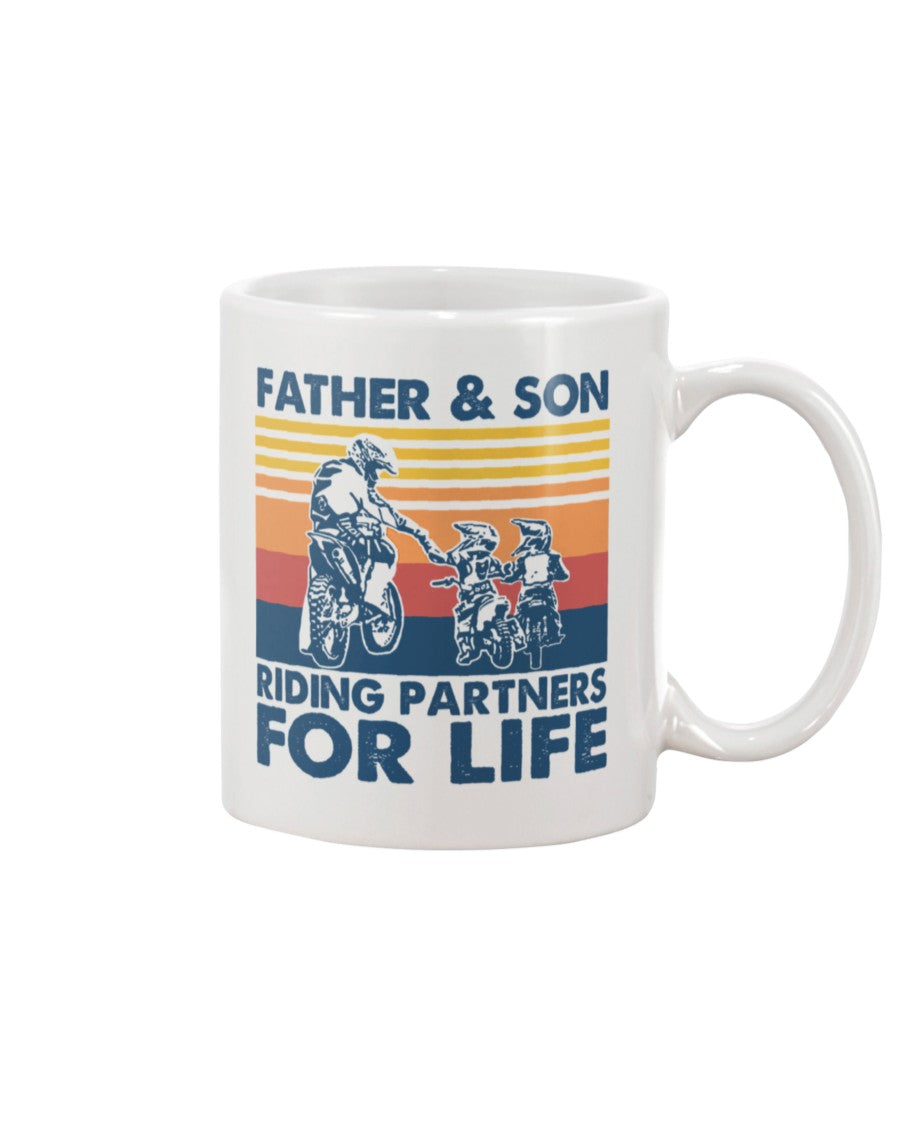 Motorcycle Coffee Mug | Father & Son Riding Partners | Drinkware Gift for Men Women Biker, Motorcyclist