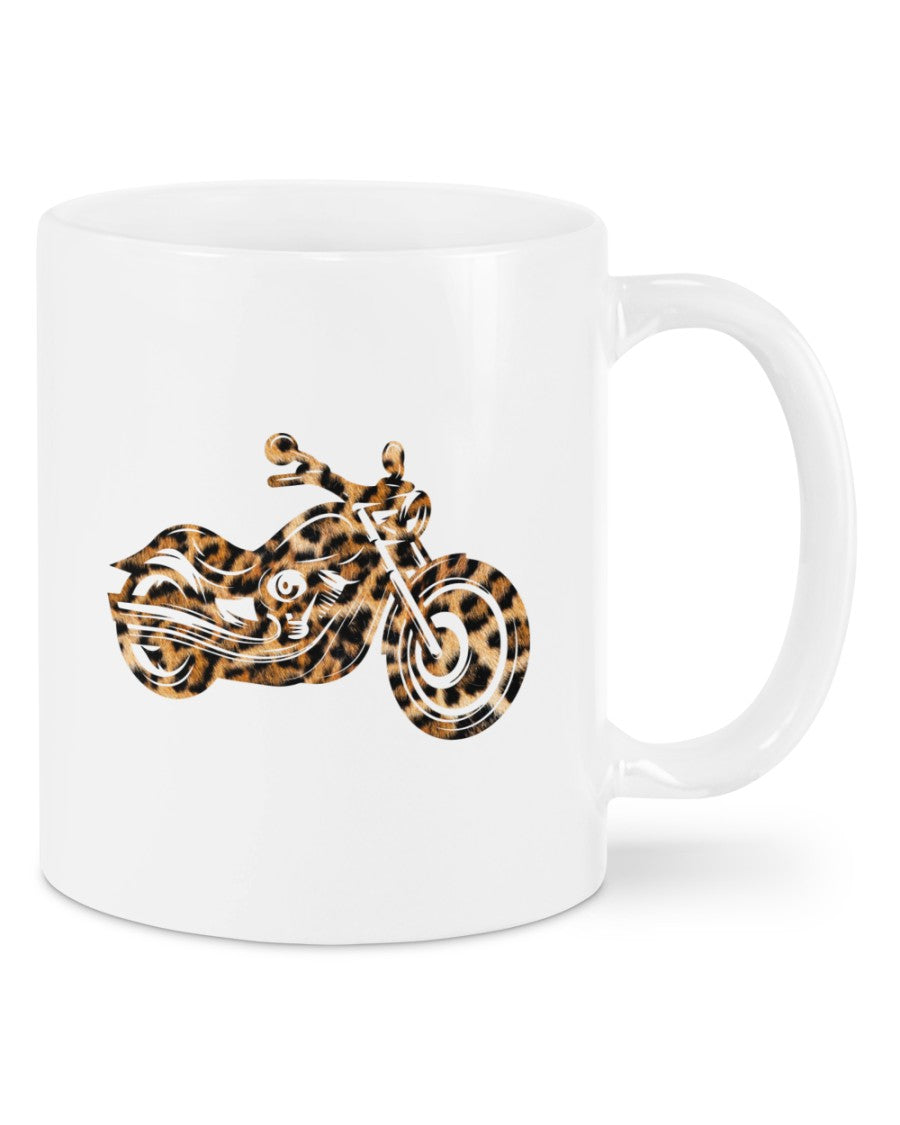 Motorcycle Coffee Mug | Motorcycle Leopard Skin | Drinkware Gift for Men Women Biker, Motorcyclist