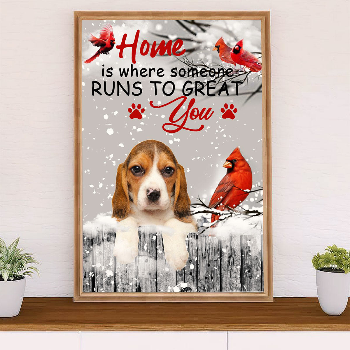 Beagle Dog Poster | Home Is Where | Wall Art Gift for Pocket Beagle Puppies Lover