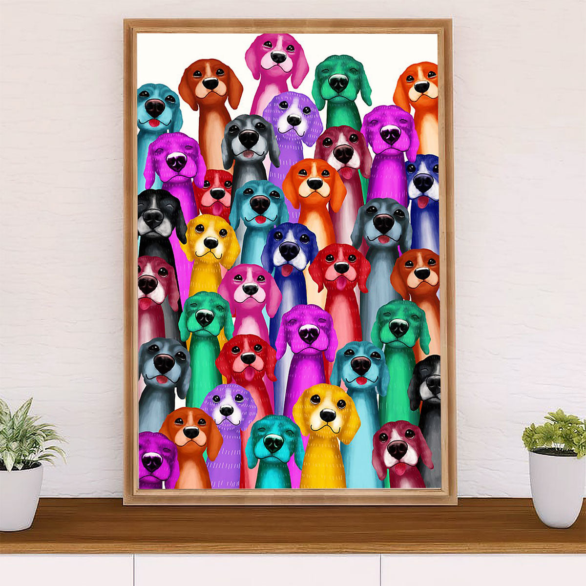 Beagle Dog Poster | Multi Dog | Wall Art Gift for Pocket Beagle Puppies Lover