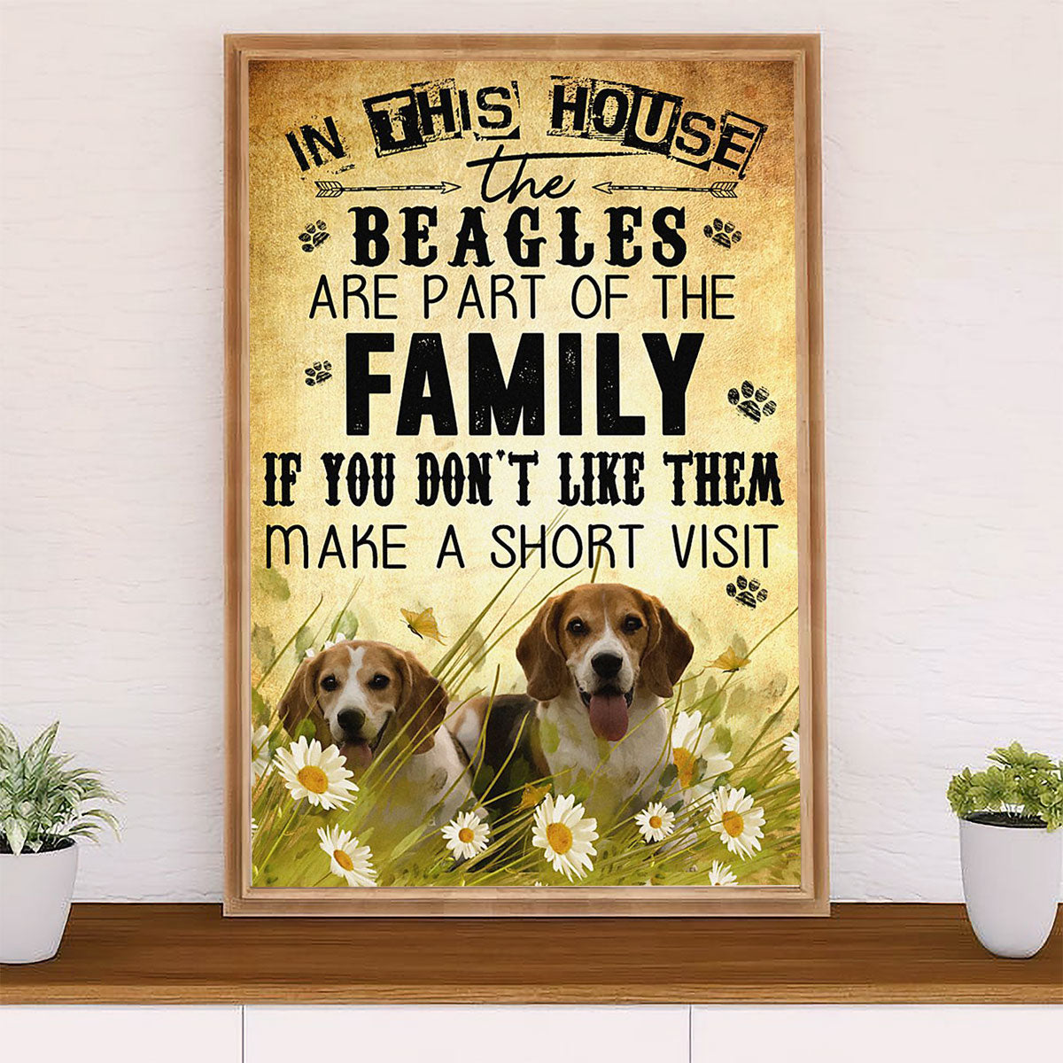 Beagle Dog Poster | In This House | Wall Art Gift for Pocket Beagle Puppies Lover