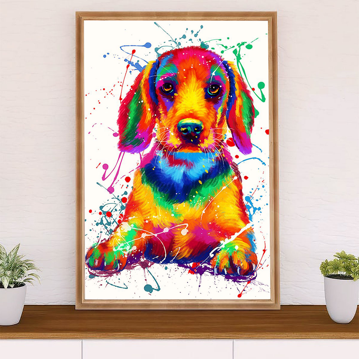 Beagle Dog Canvas Wall Art | Watercolor Dog Painting | Gift for Pocket Beagle Puppies Lover