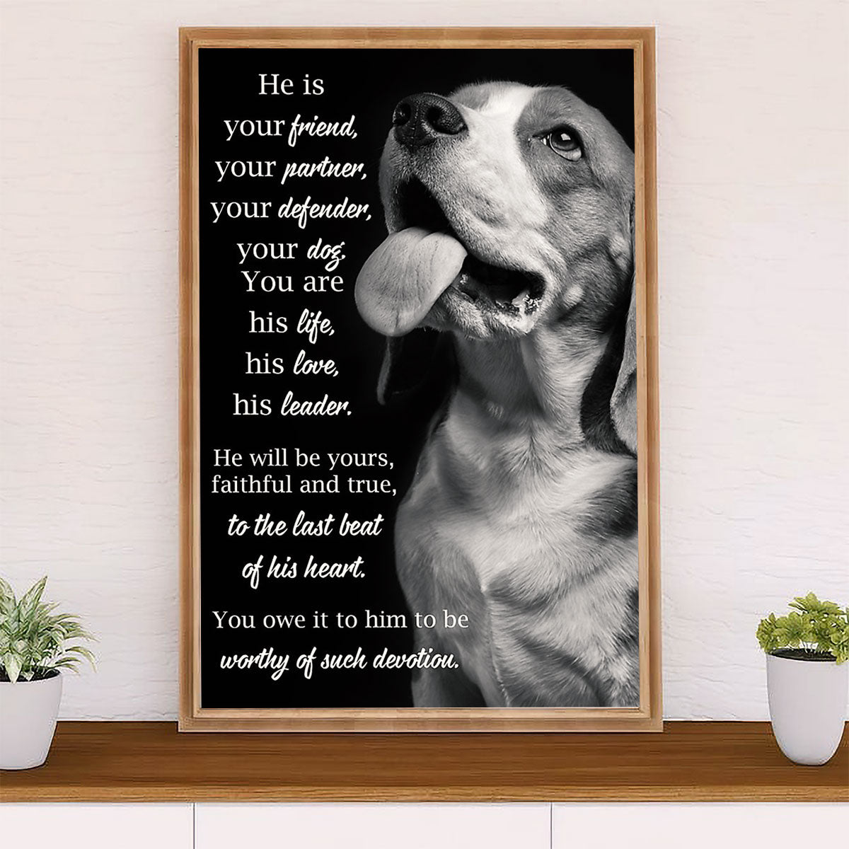 Beagle Dog Canvas Wall Art | He Is Your Friend | Gift for Pocket Beagle Puppies Lover