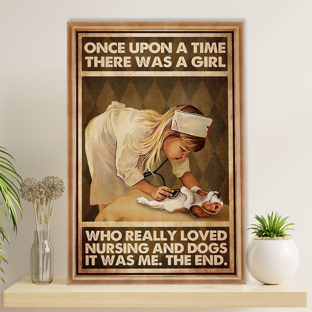 Beagle Dog Canvas Wall Art | Girl Loves Dogs | Gift for Pocket Beagle Puppies Lover