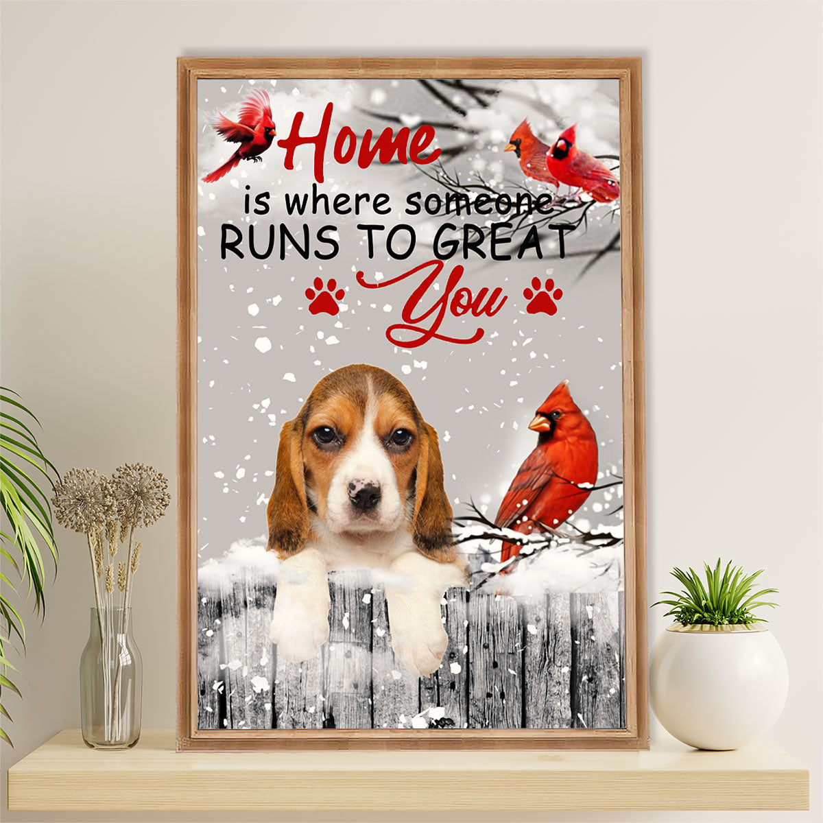 Beagle Dog Poster | Home Is Where | Wall Art Gift for Pocket Beagle Puppies Lover