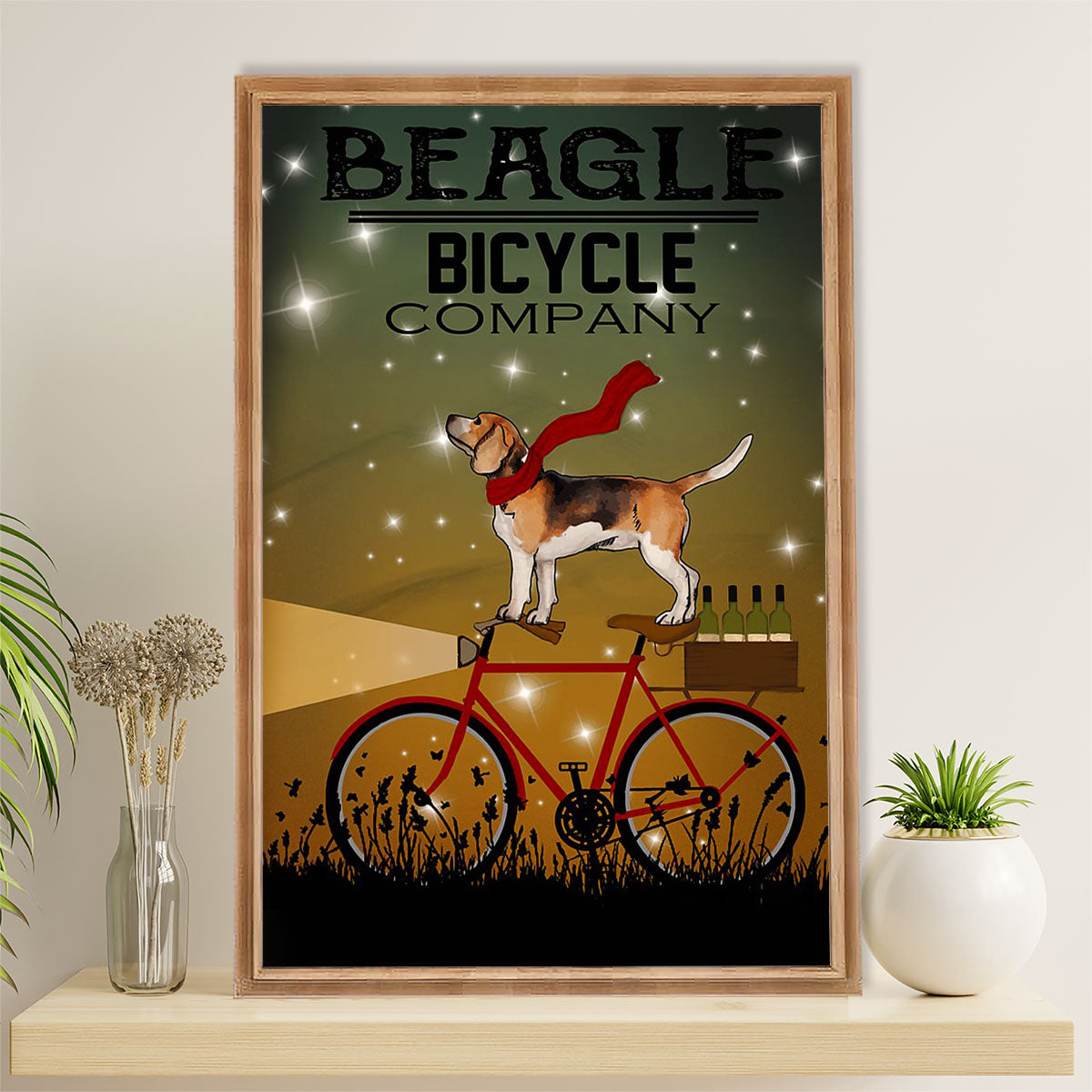 Beagle Dog Canvas Wall Art | Beagle Bicycle Company | Gift for Pocket Beagle Puppies Lover