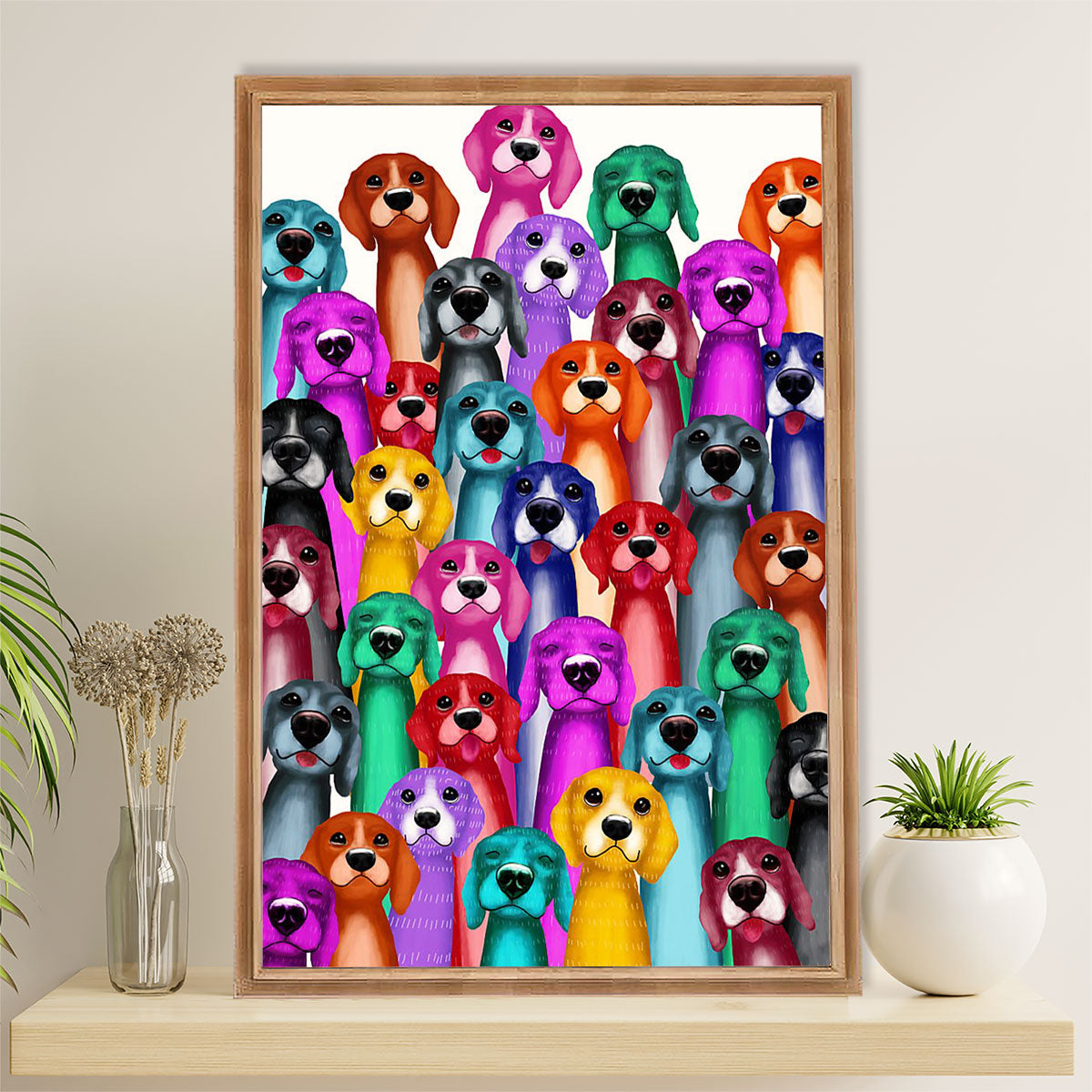 Beagle Dog Poster | Multi Dog | Wall Art Gift for Pocket Beagle Puppies Lover