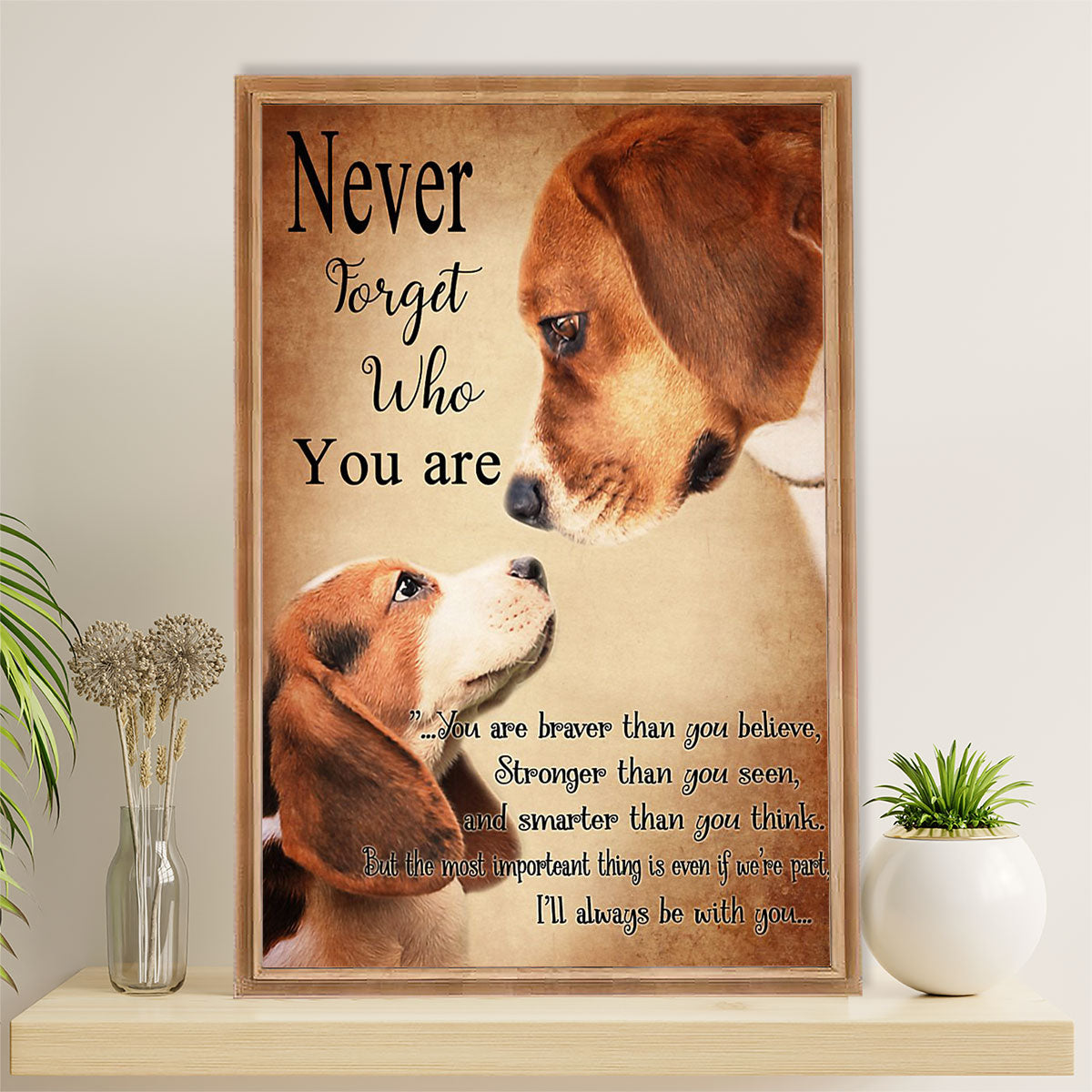 Beagle Dog Canvas Wall Art | Never Forget Who You Are | Gift for Pocket Beagle Puppies Lover