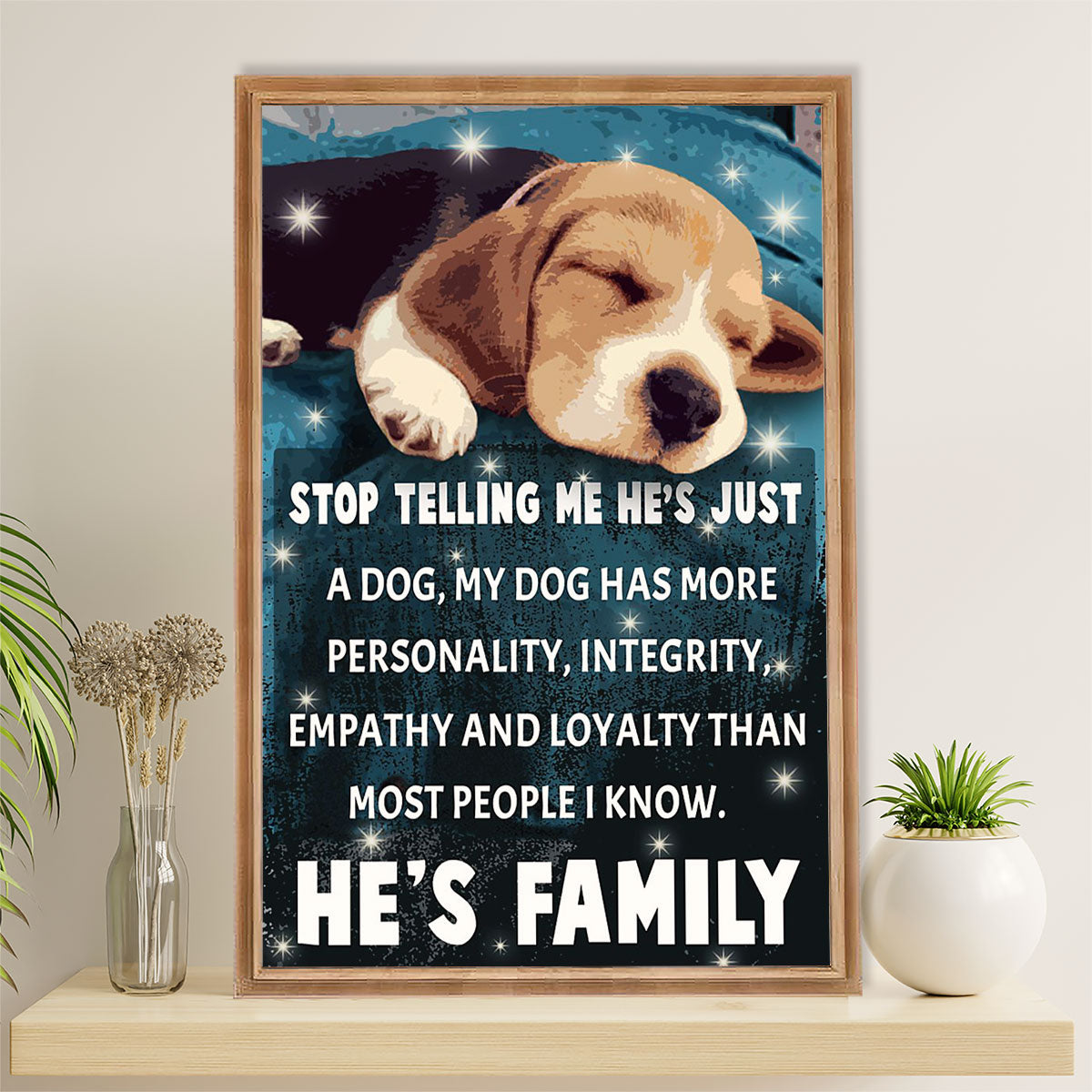 Beagle Dog Canvas Wall Art | Beagle Is My Family | Gift for Pocket Beagle Puppies Lover