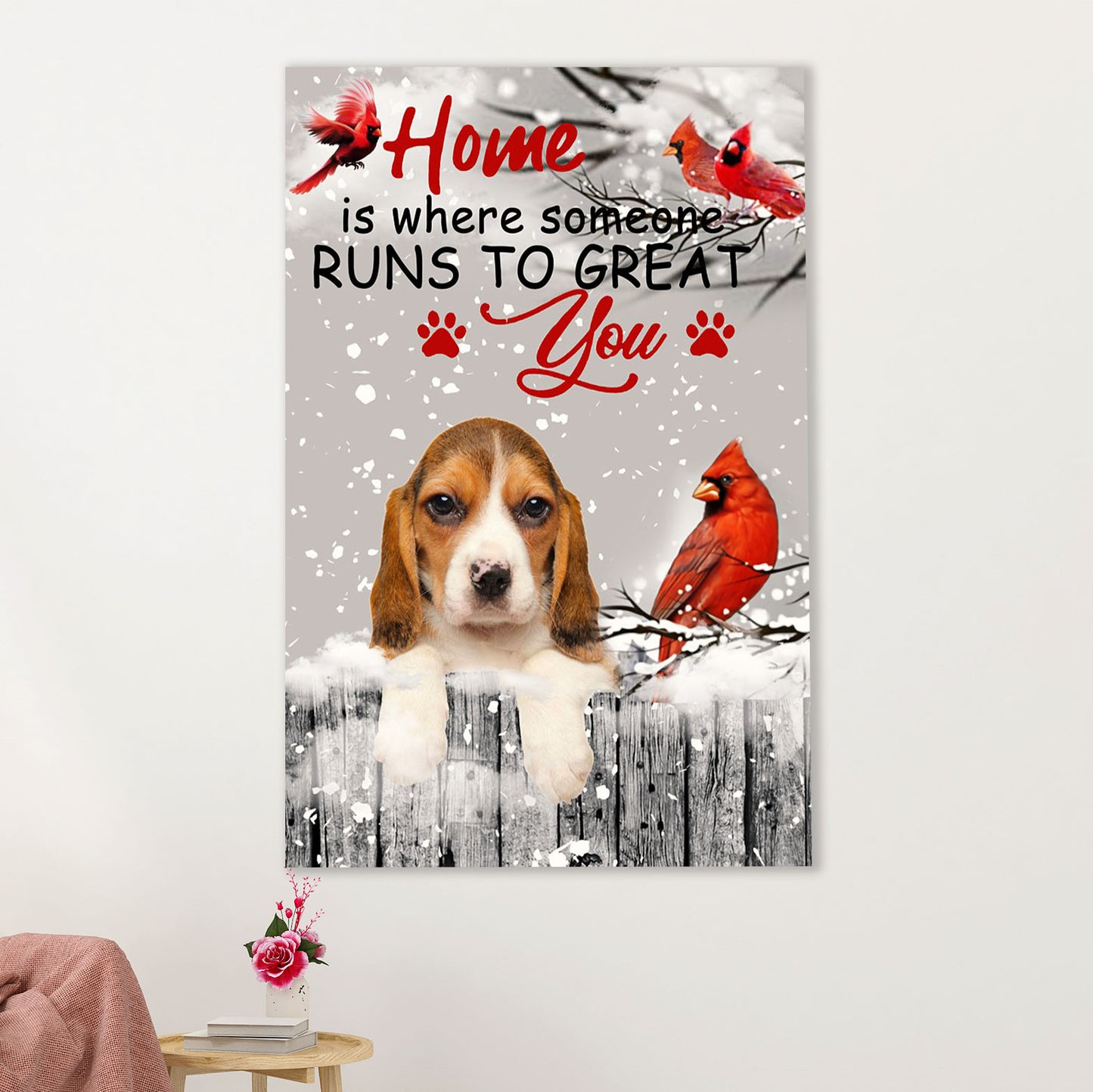 Beagle Dog Poster | Home Is Where | Wall Art Gift for Pocket Beagle Puppies Lover