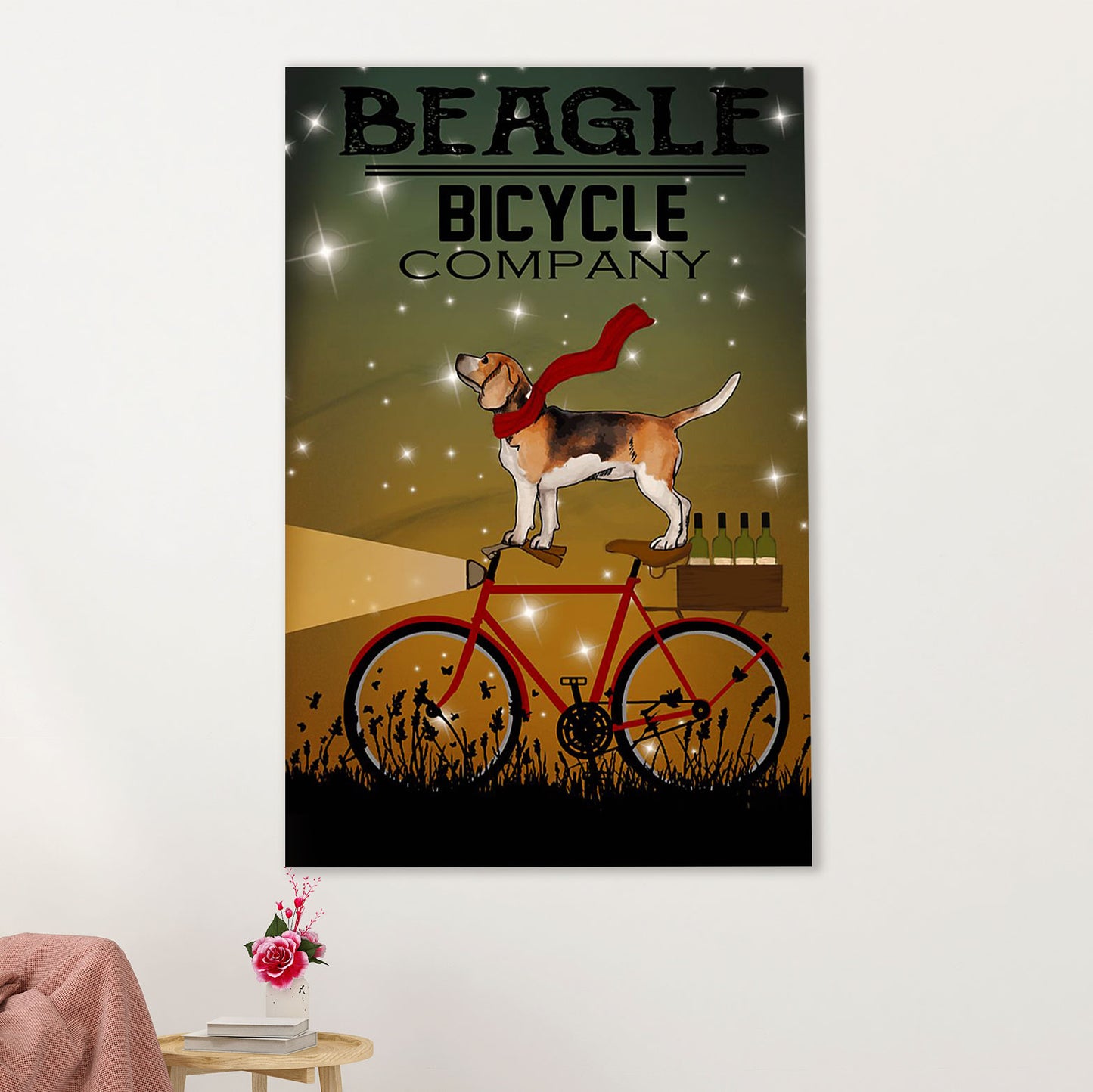 Beagle Dog Canvas Wall Art | Beagle Bicycle Company | Gift for Pocket Beagle Puppies Lover