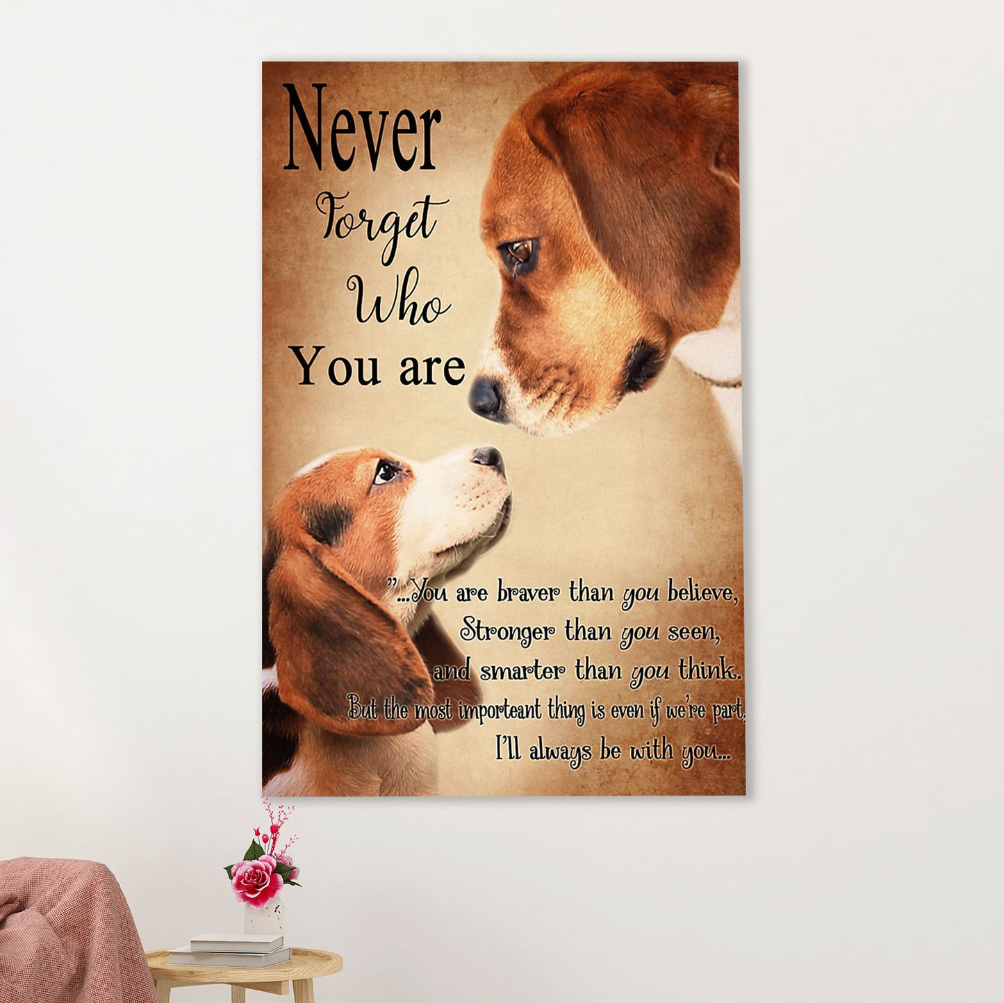 Beagle Dog Poster | Never Forget Who You Are | Wall Art Gift for Pocket Beagle Puppies Lover