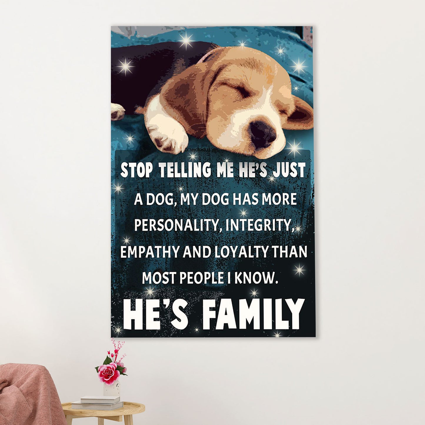 Beagle Dog Canvas Wall Art | Beagle Is My Family | Gift for Pocket Beagle Puppies Lover