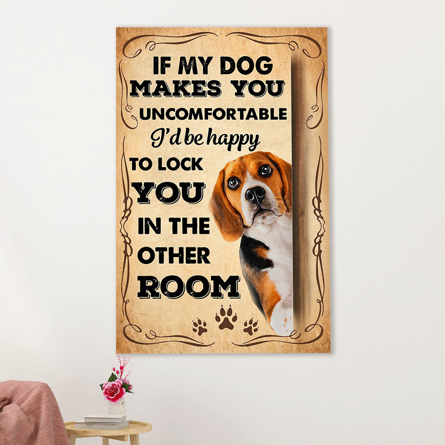 Beagle Dog Canvas Wall Art | Badass Quotes | Gift for Pocket Beagle Puppies Lover