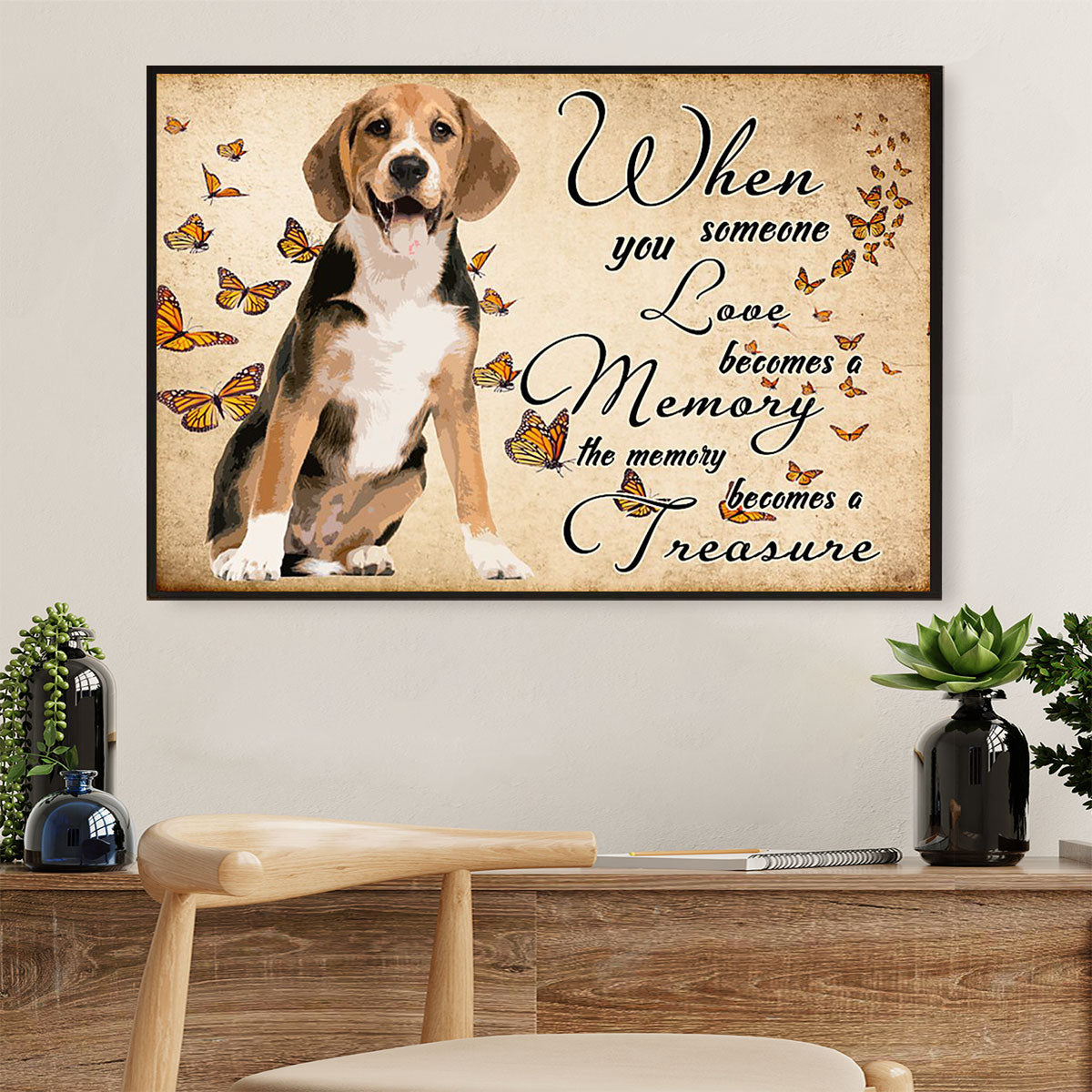 Beagle Dog Canvas Wall Art Prints | Memorial Dog | Home Décor Gift for Pocket Beagle Puppies Lover