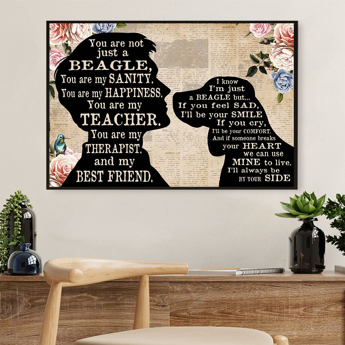 Beagle Dog Canvas Wall Art Prints | From Dog Dad to Beagle | Home Décor Gift for Pocket Beagle Puppies Lover