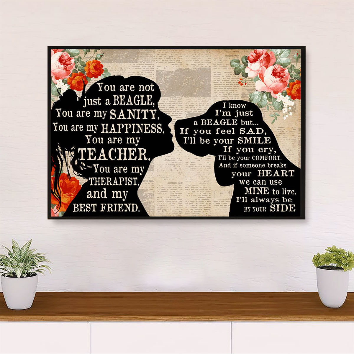 Beagle Dog Canvas Wall Art Prints | From Dog Mom to Beagle | Home Décor Gift for Pocket Beagle Puppies Lover