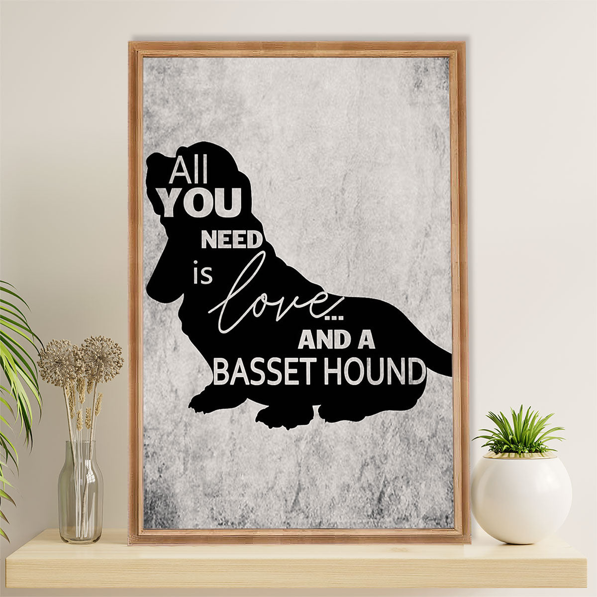 Basset Hound Dog Canvas Wall Art | Lovely Quotes Dog | Gift for Miniature Puppies Lover