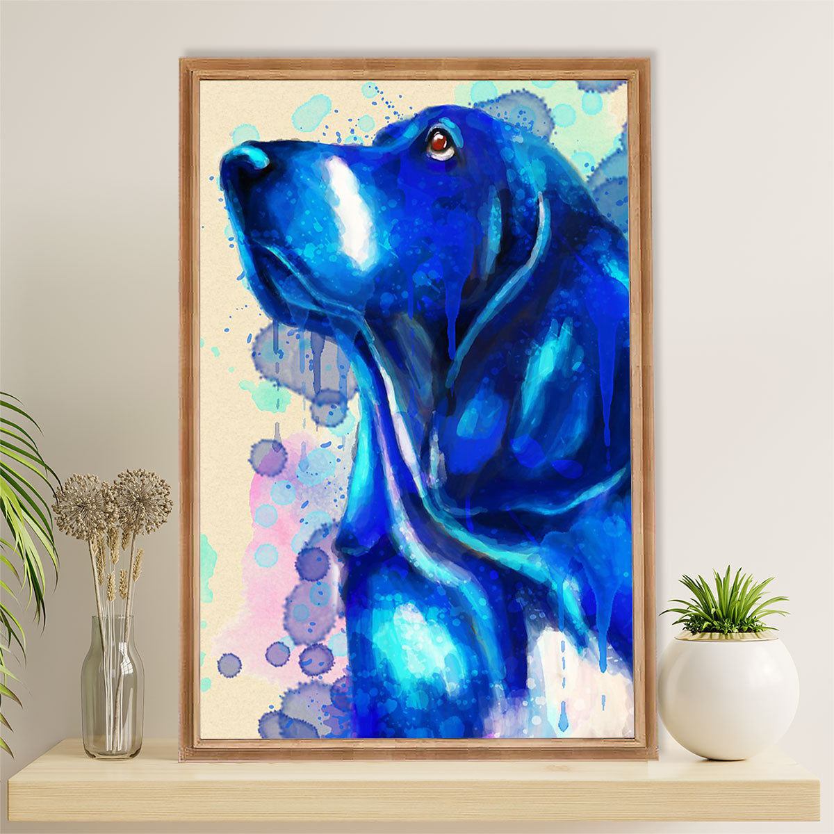 Basset Hound Dog Canvas Wall Art | Watercolor Dog Paitning | Gift for Miniature Puppies Lover