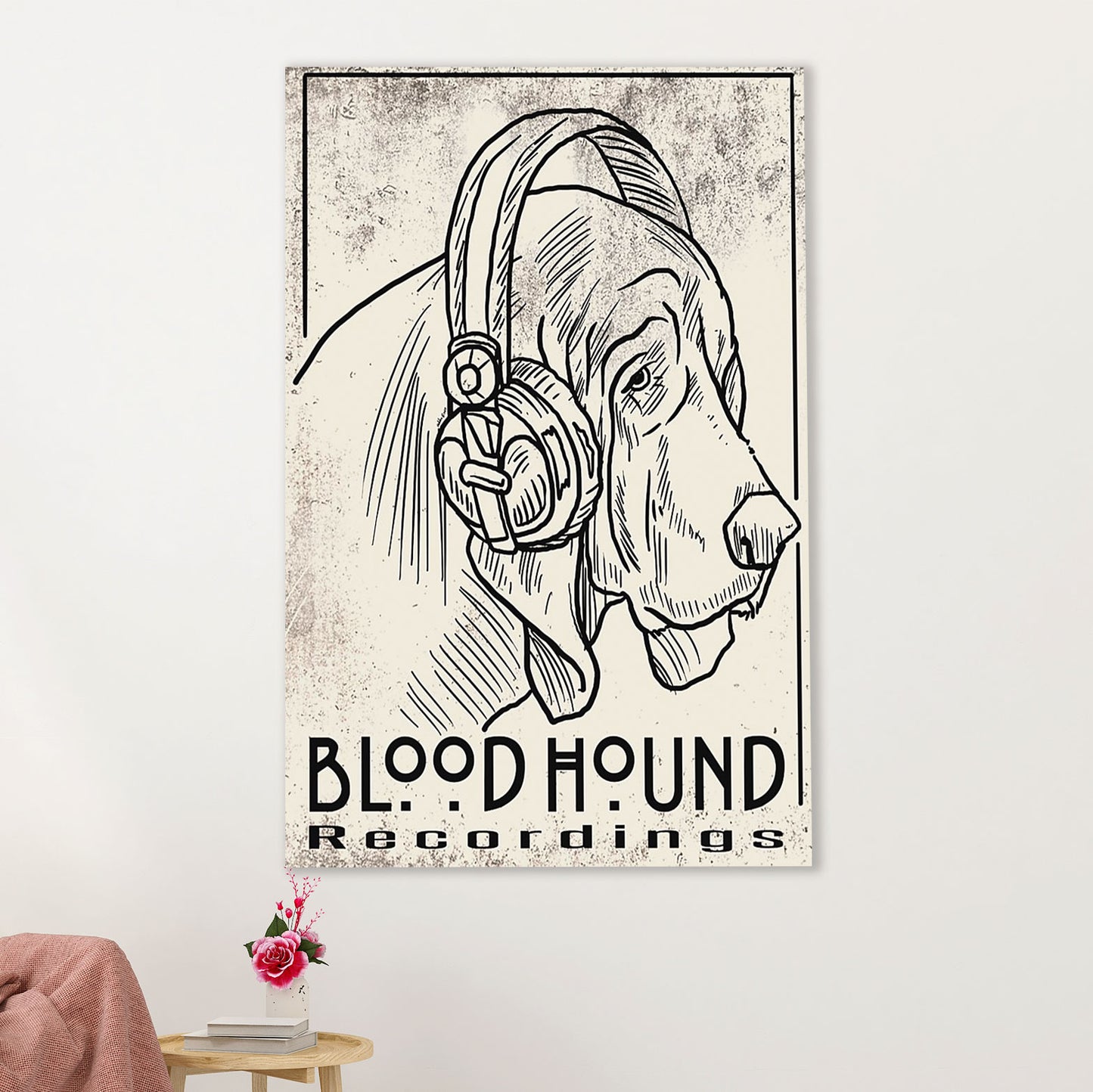Basset Hound Dog Poster | Blood Hound Recordings | Wall Art Gift for Miniature Basset Hound Puppies Lover