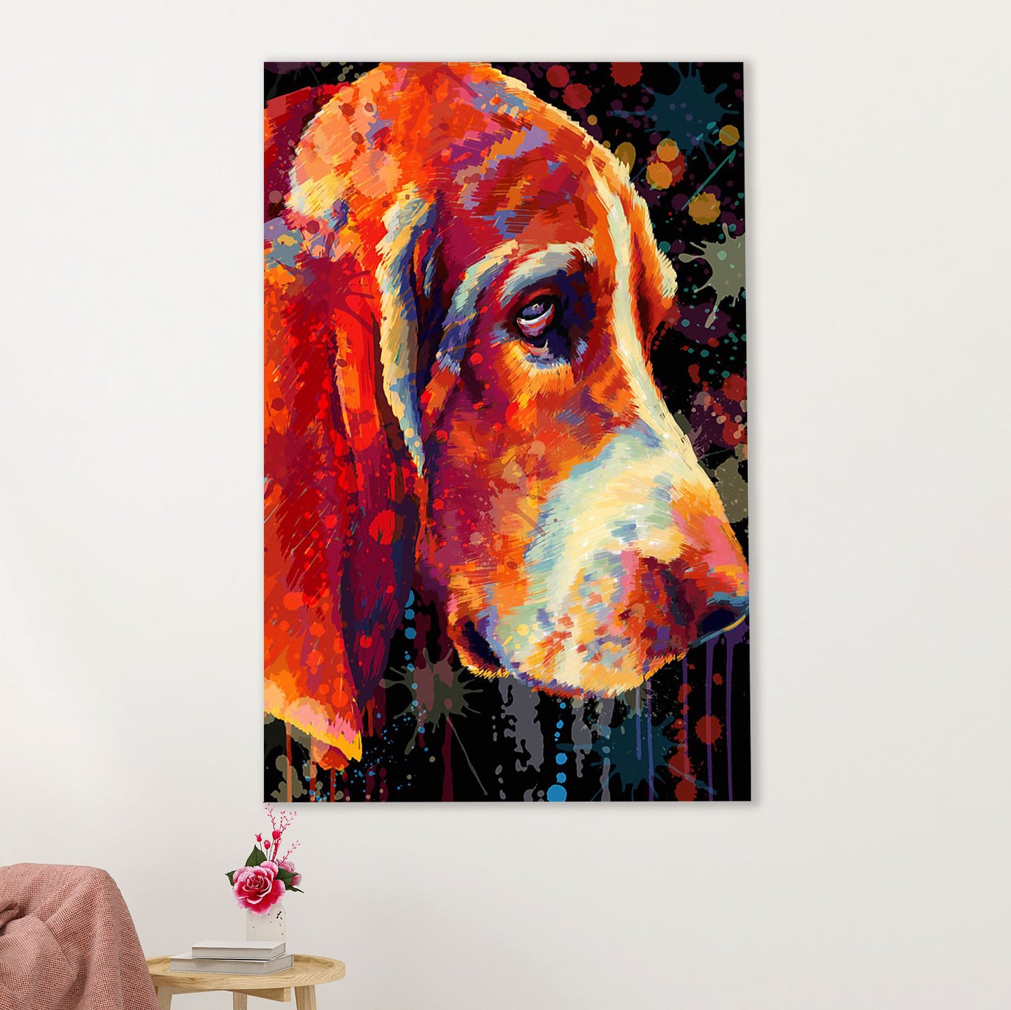 Basset Hound Dog Poster | Watercolor Dog Paitning | Wall Art Gift for Miniature Basset Hound Puppies Lover
