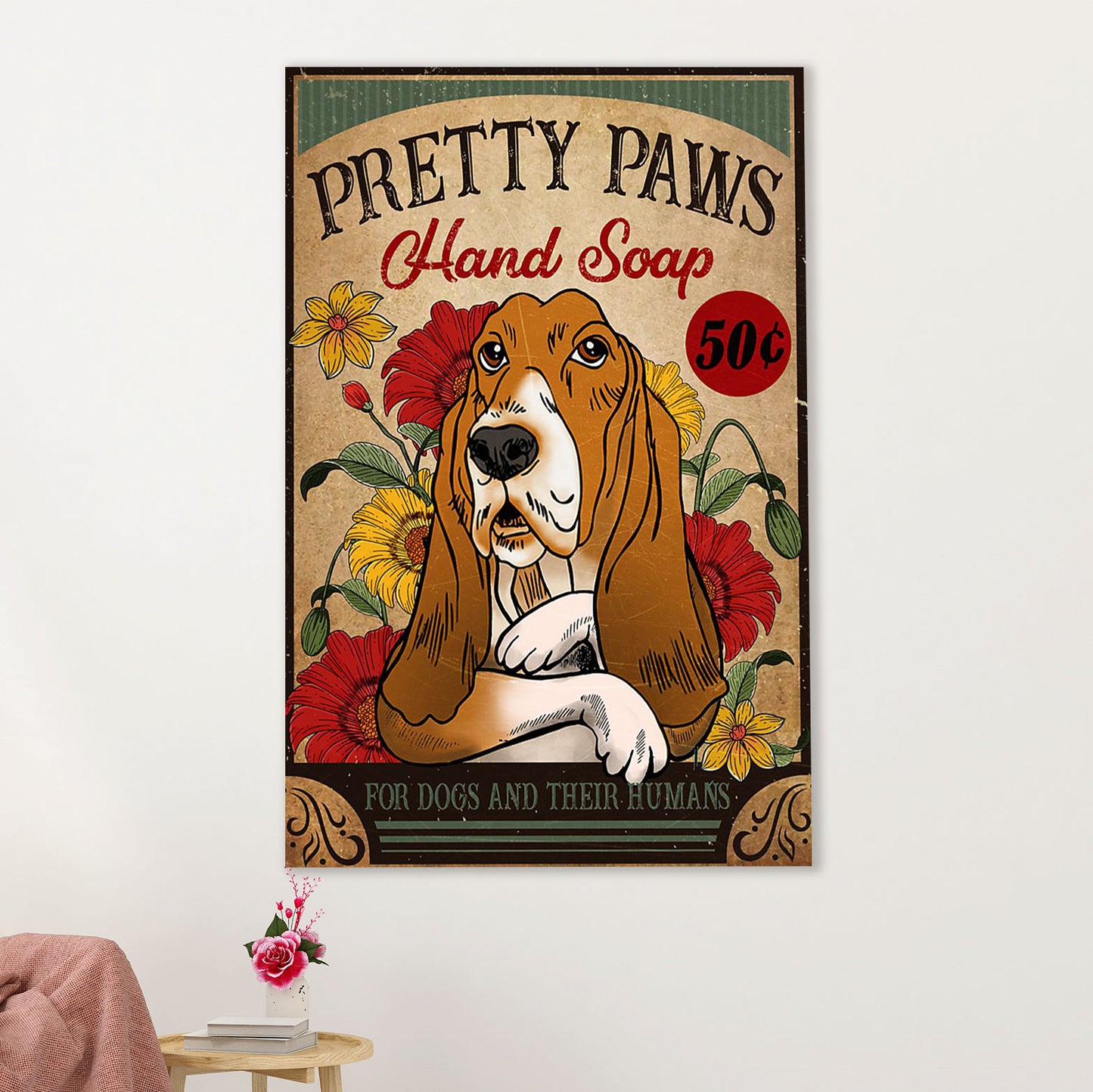 Basset Hound Dog Poster | Pretty Paws | Wall Art Gift for Miniature Basset Hound Puppies Lover
