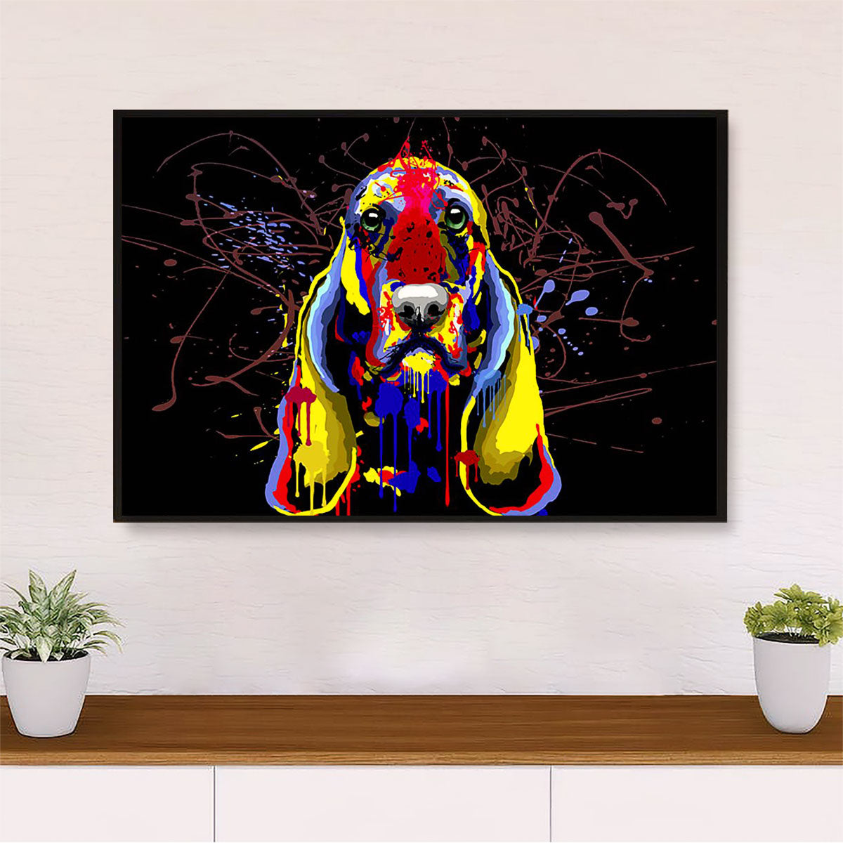 Basset Hound Dog Poster | Watercolor Dog Painting | Wall Art Gift for Miniature Basset Hound Puppies Lover