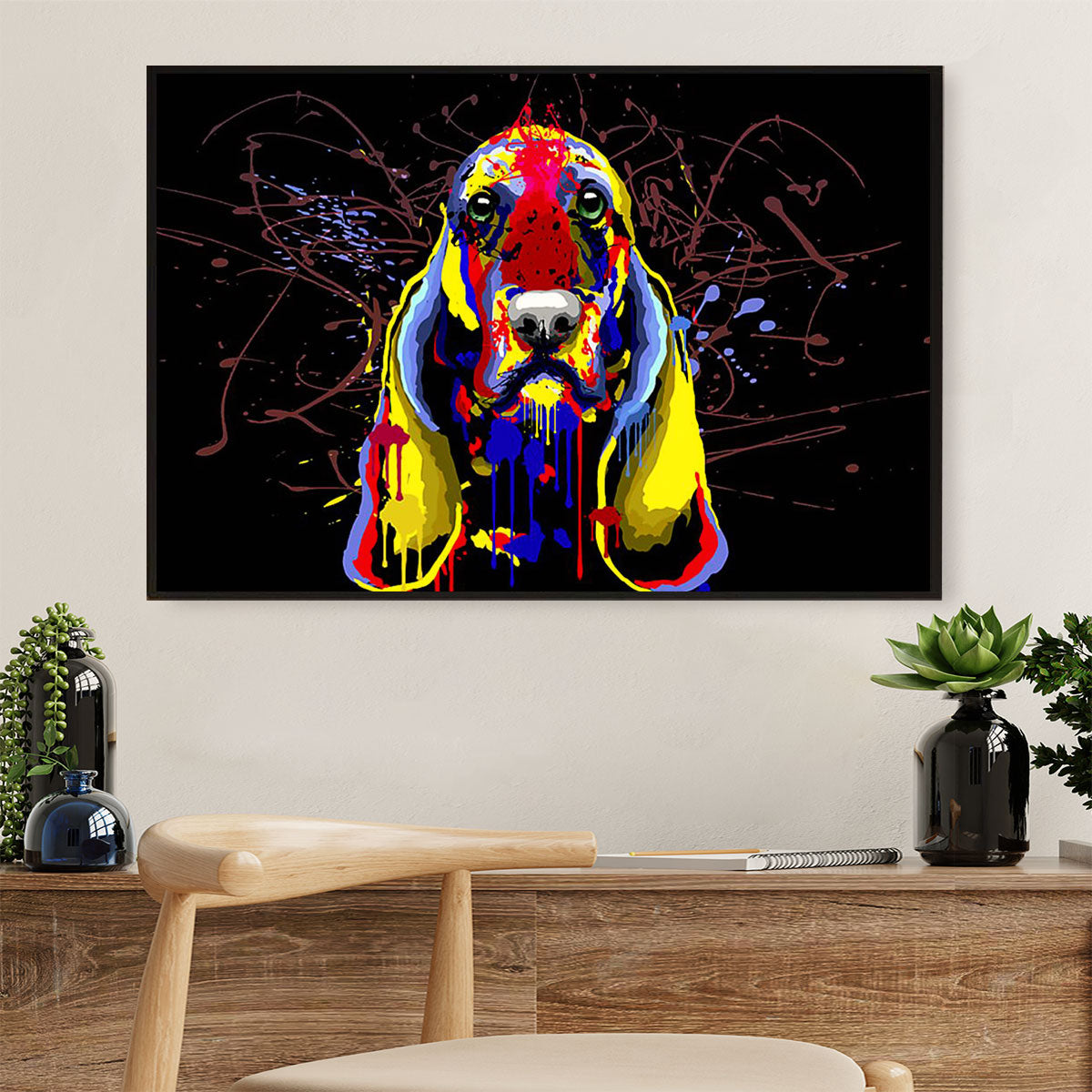 Basset Hound Dog Poster | Watercolor Dog Painting | Wall Art Gift for Miniature Basset Hound Puppies Lover