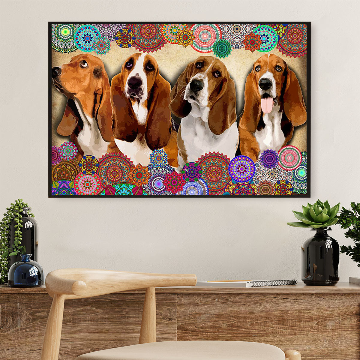 Basset Hound Canvas Wall Art | Cute Dogs | Home Décor Gift for Miniature Puppies Lover