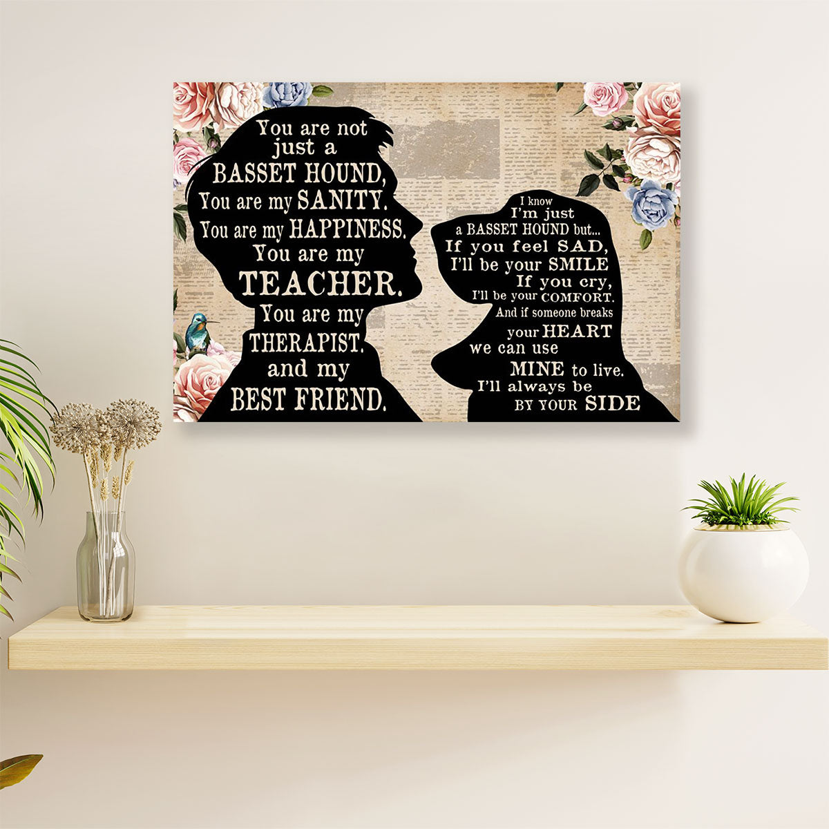 Basset Hound Canvas Wall Art | From Dad to Dog | Home Décor Gift for Miniature Puppies Lover