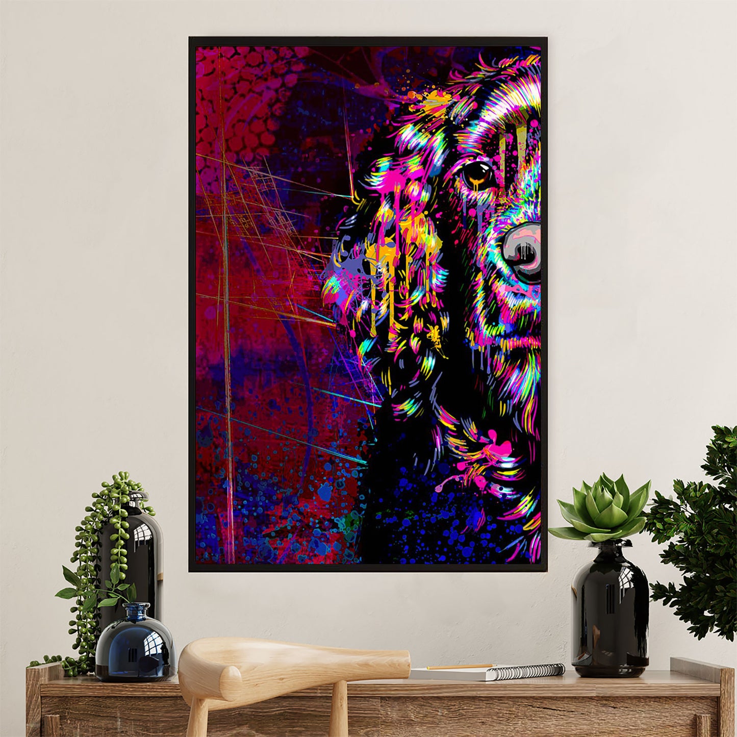 Cocker Spaniel Canvas Wall Art | Colorful Watercolor Dog Painting | Gift for Cocker Spaniel Puppies Lover
