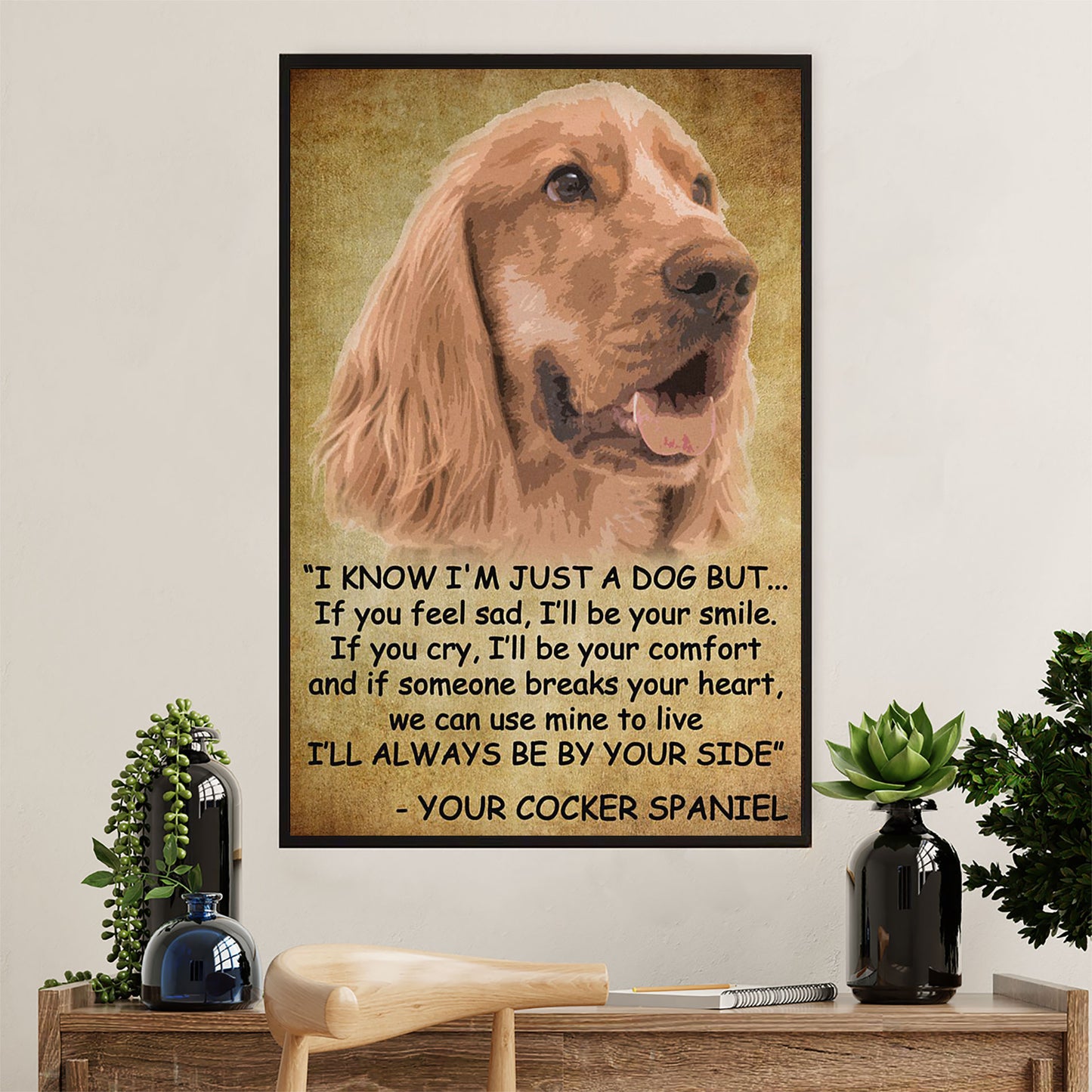 Cocker Spaniel Canvas Wall Art | From Dog to Mom Dad | Gift for Cocker Spaniel Puppies Lover