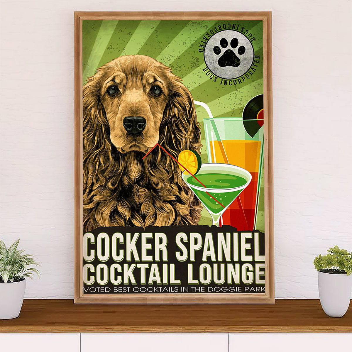 Cocker Spaniel Canvas Wall Art | Dog Cocktail Lounge | Gift for Cocker Spaniel Puppies Lover