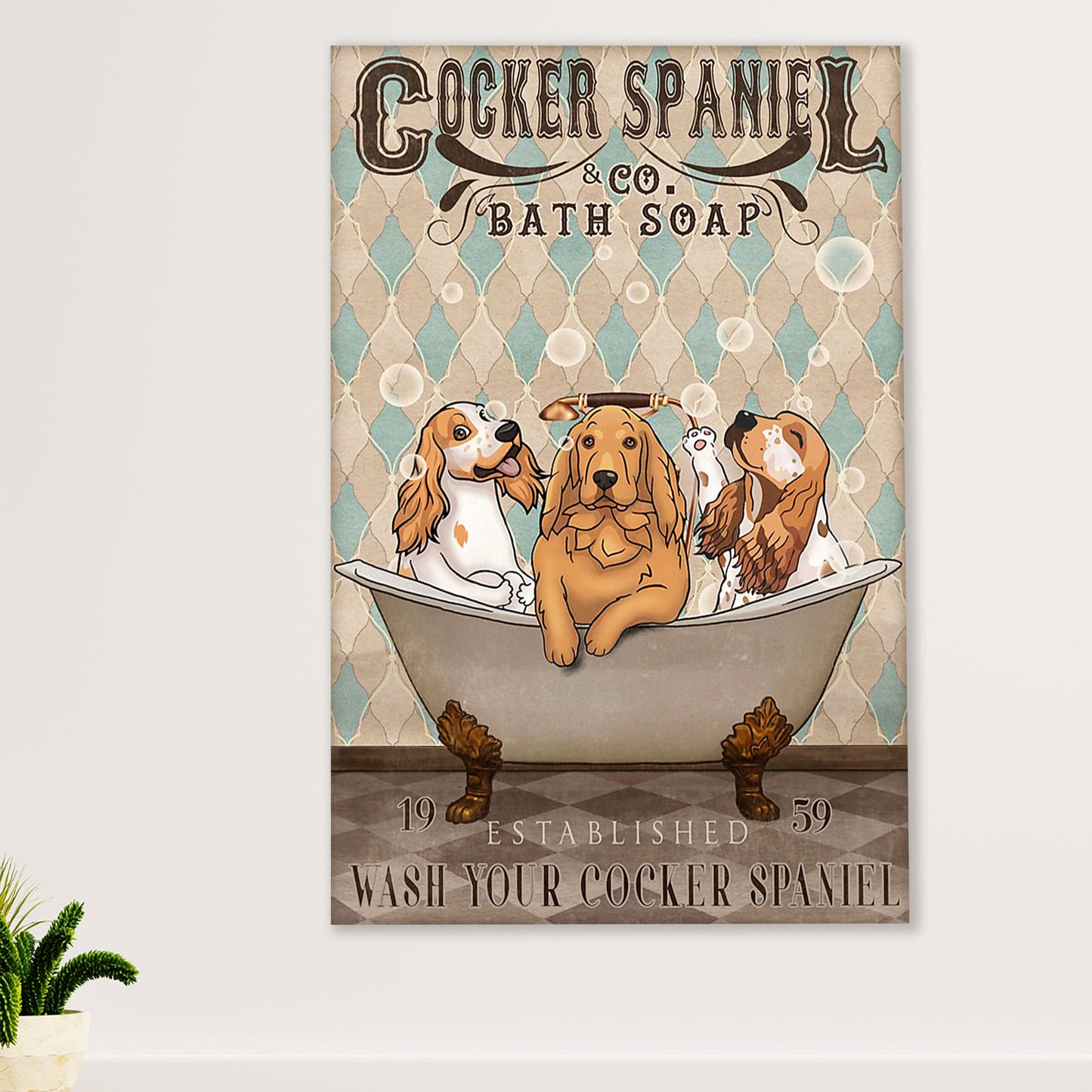 Cocker Spaniel Dog Poster | Dog Bath Soap | Wall Art Gift for Cocker Spaniel Puppies Lover