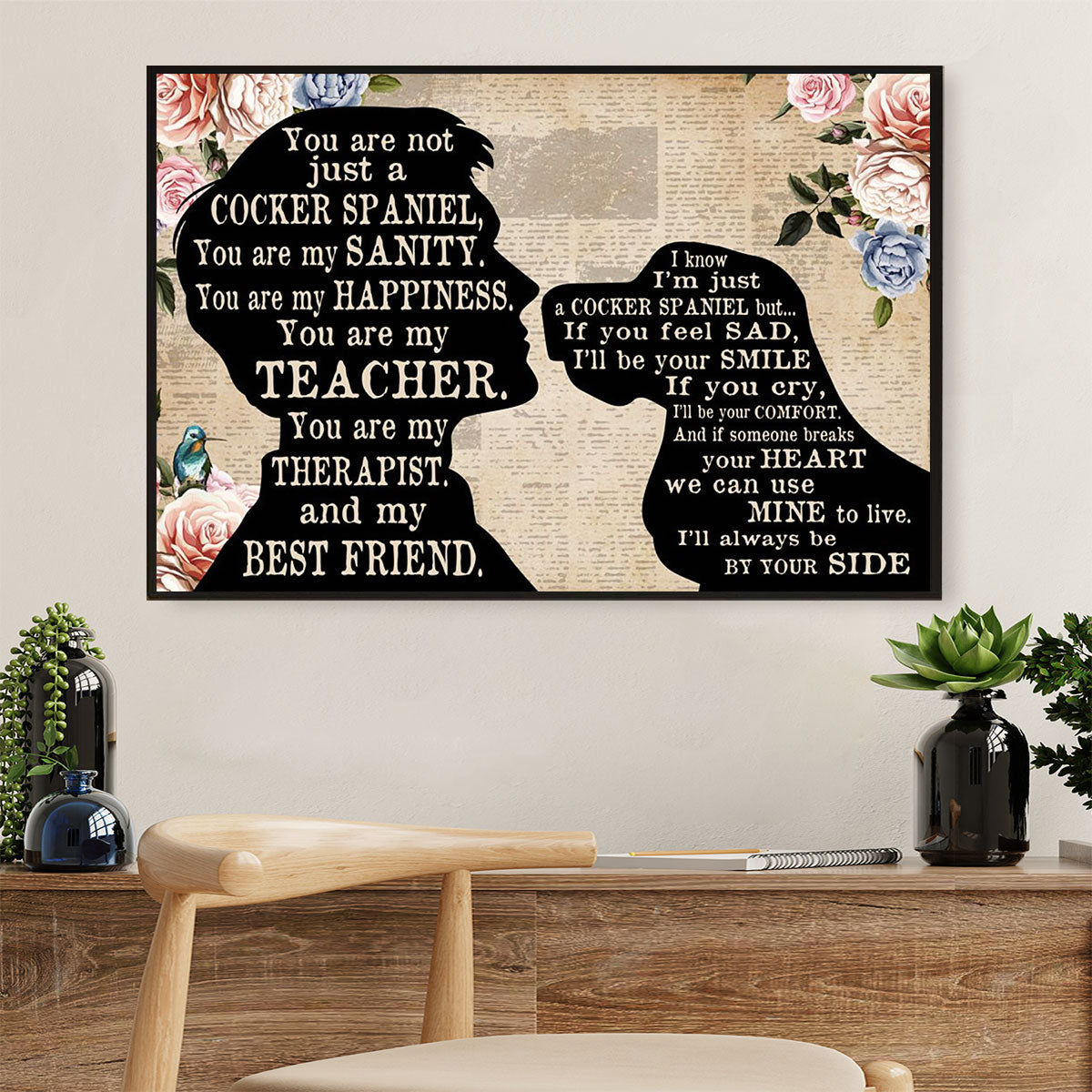 Cocker Spaniel Dog Canvas Wall Art | From Dad to Dog | Gift for Miniature Puppies Lover