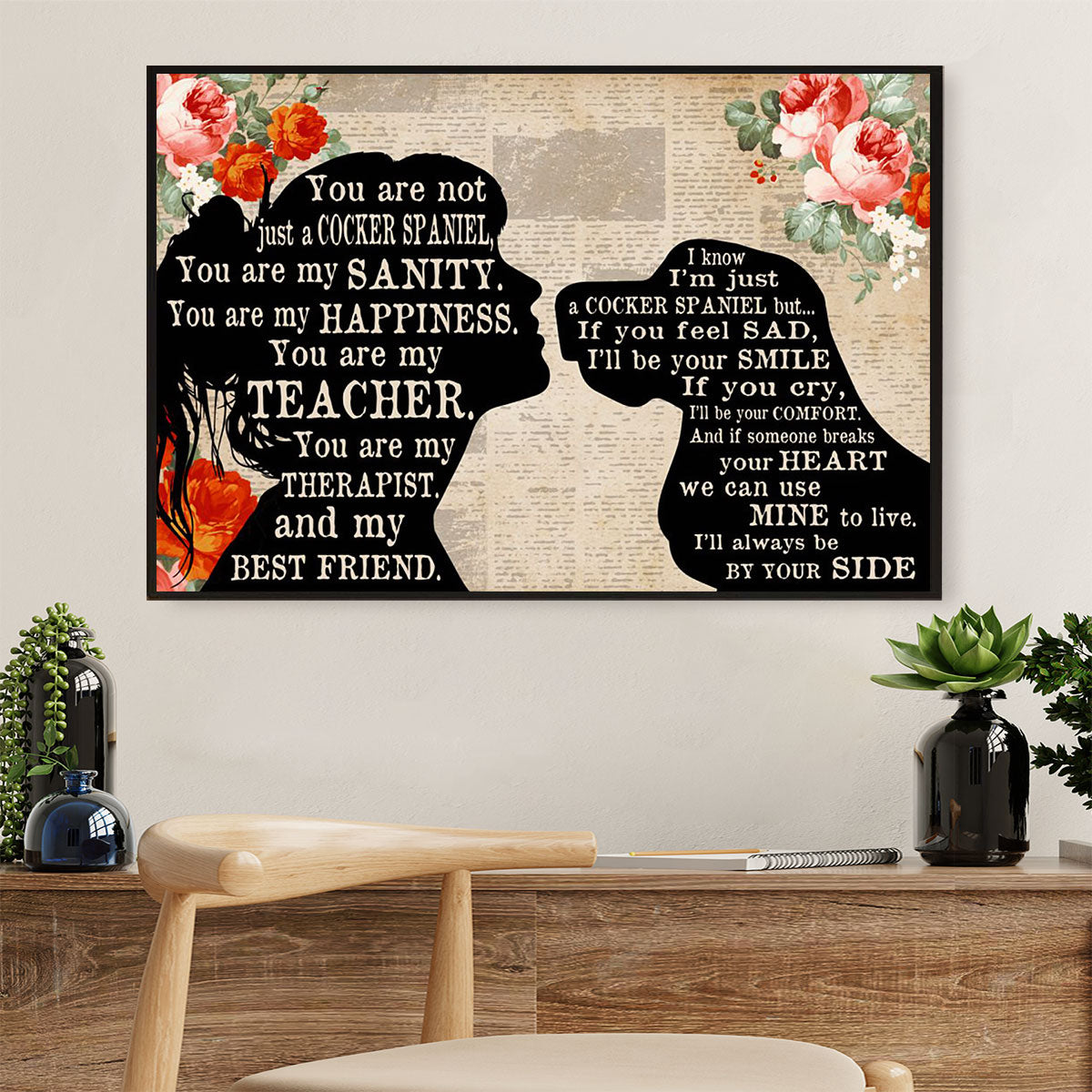 Cocker Spaniel Dog Canvas Wall Art | From Mom to Dog | Gift for Miniature Puppies Lover