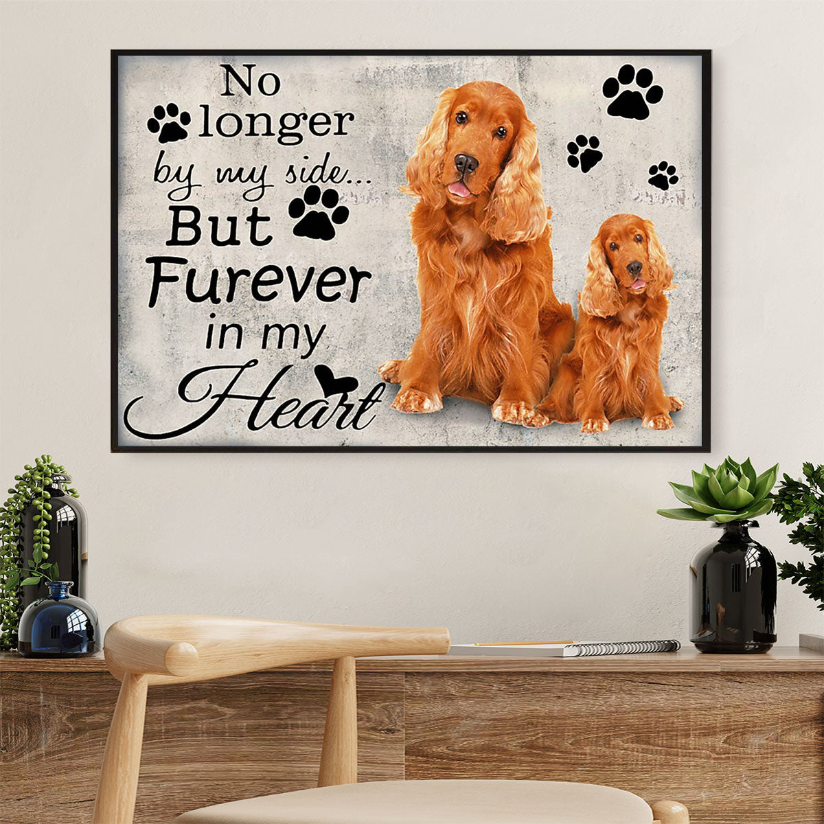 Cocker Spaniel Dog Canvas Wall Art | Forever in My Heart | Gift for Miniature Puppies Lover